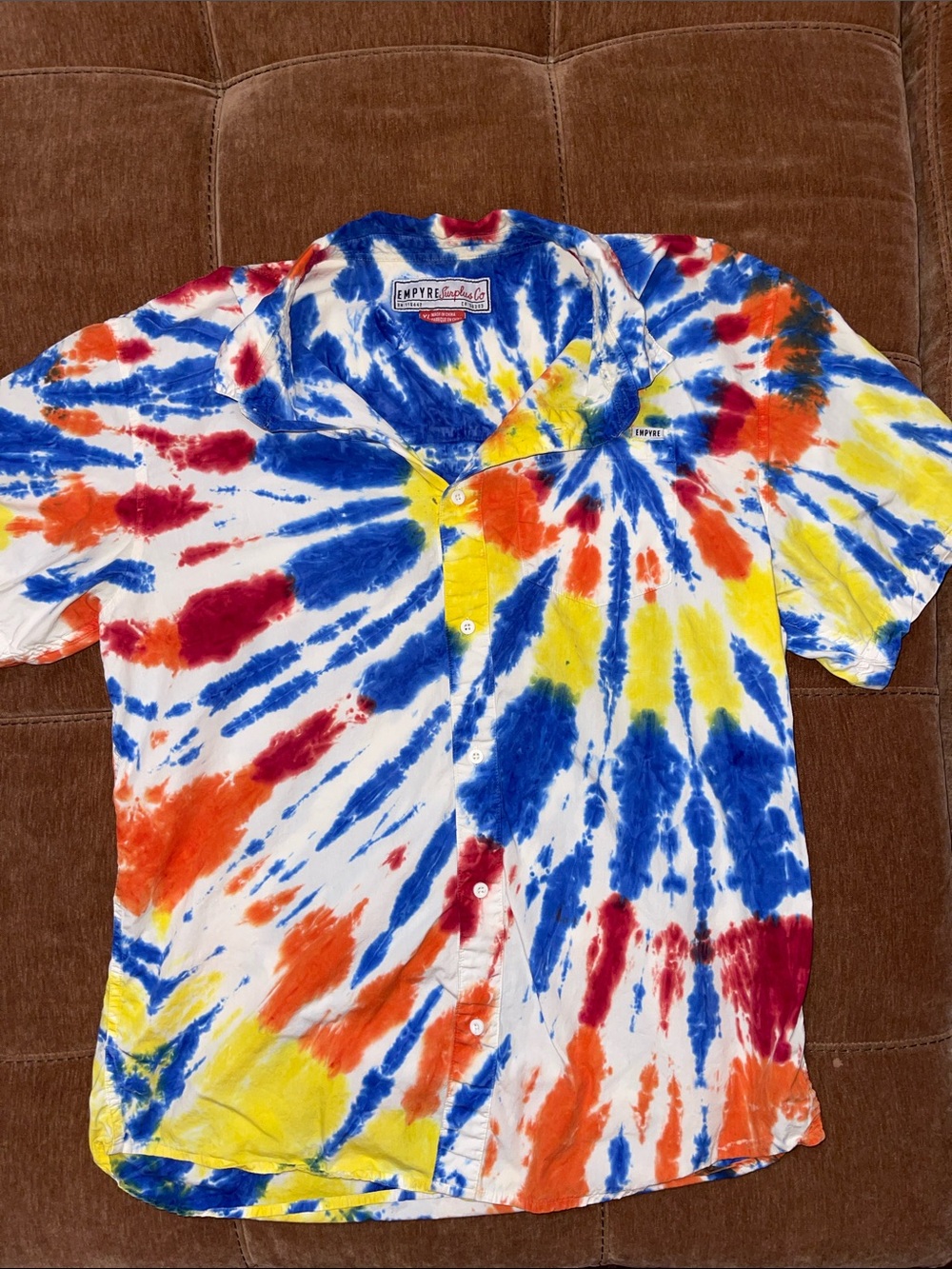 Empyre Multicolor Tie-Dye Short Sleeve Button-Up Shirt